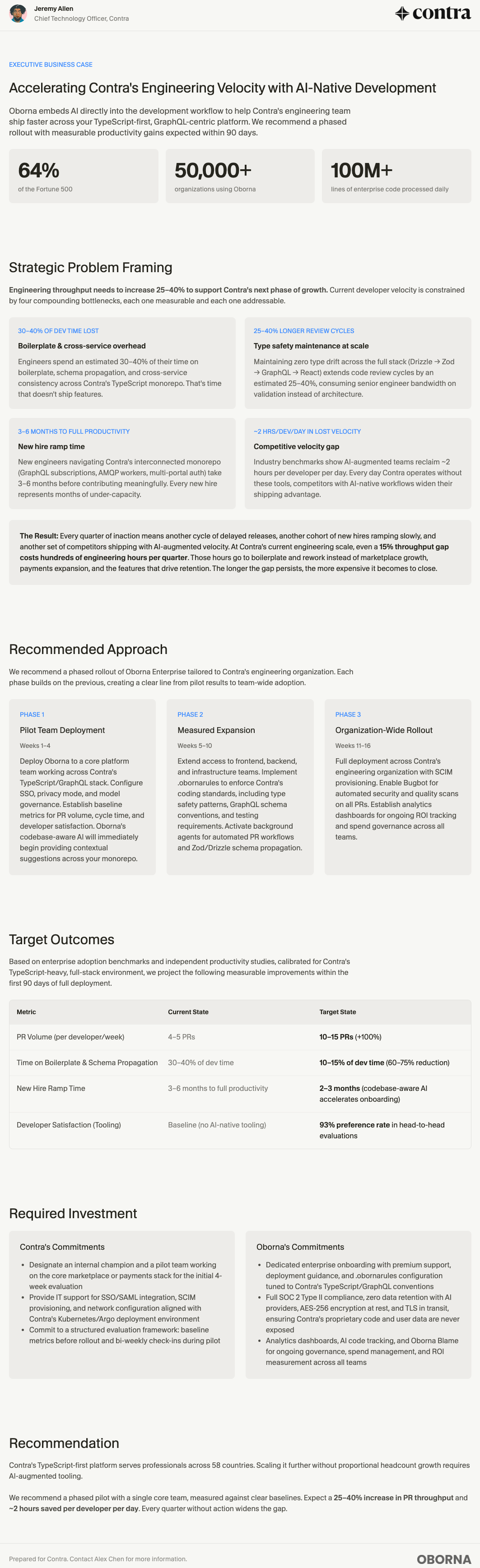 Preview of the business case builder template